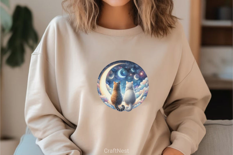 Cats on Crescent Clipart Bundle - CraftNest - Digital Crafting and Art