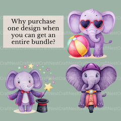 Purple Elephants Clipart Bundle - CraftNest - Digital Crafting and Art