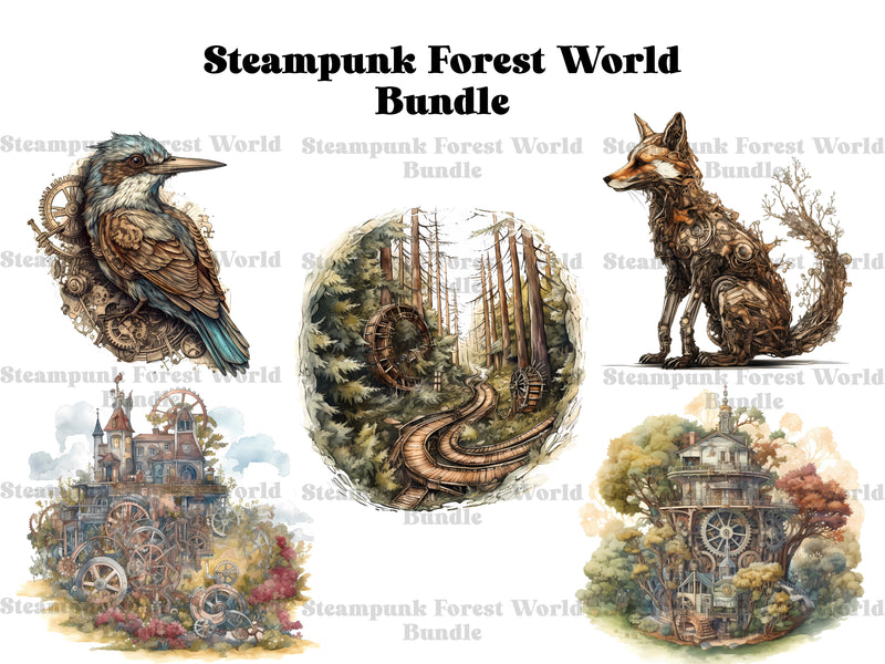 Steampunk Forest World Clipart - CraftNest