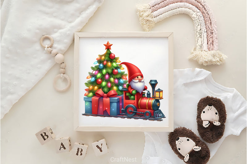 Christmas Train With Gnomes Clipart Bundle 2 - CraftNest - Digital Crafting and Art
