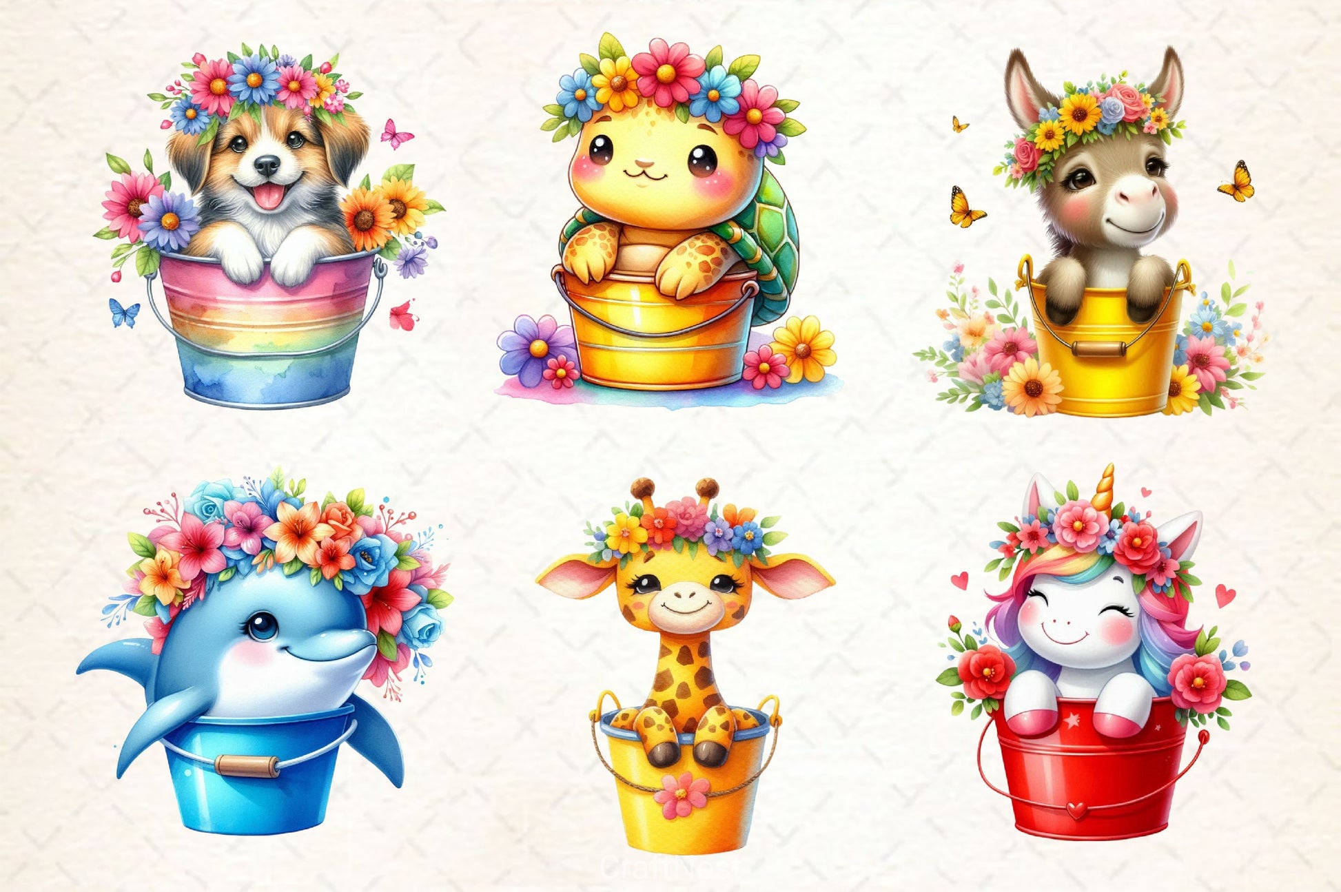 Cute Animals In A Bucket Clipart Bundle - CraftNest - Digital Crafting and Art