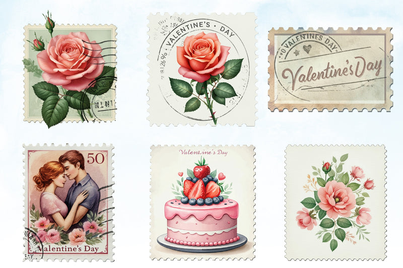 Victorian Valentine Stamps Clipart Bundle - CraftNest - Digital Crafting and Art