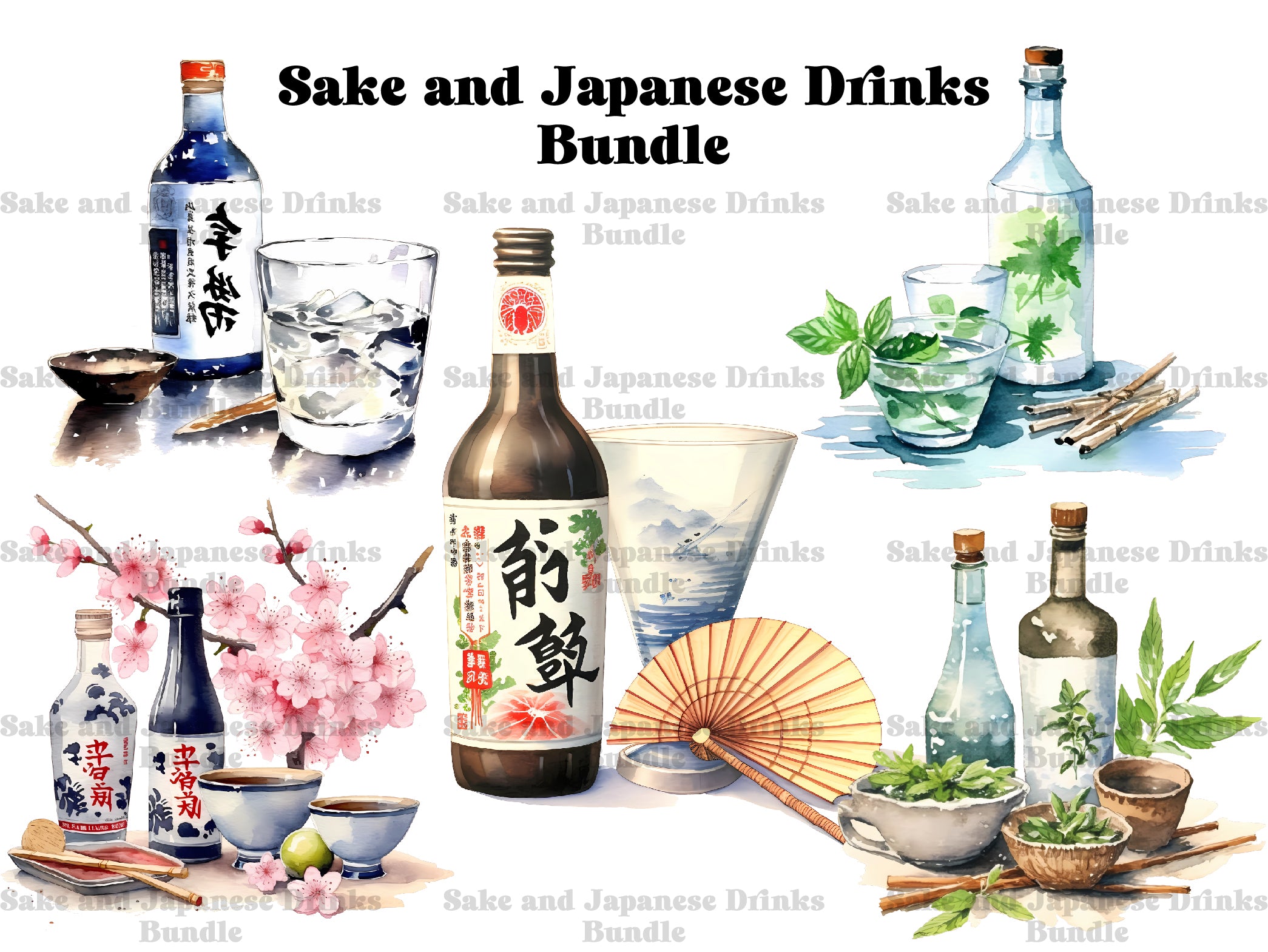 Sake And Japanese Drinks Clipart - CraftNest