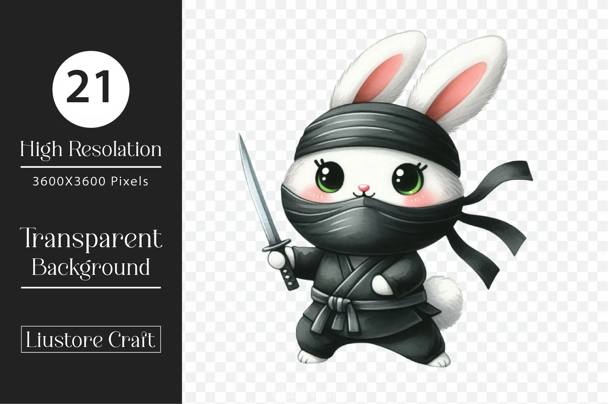 Cute Ninja Rabbit Clipart Bundle - CraftNest - Digital Crafting and Art