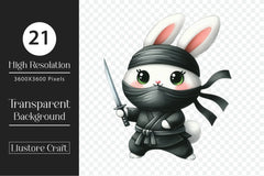 Cute Ninja Rabbit Clipart Bundle - CraftNest - Digital Crafting and Art