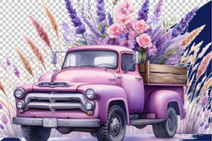 Vintage Floral Truck Clipart Bundle - CraftNest - Digital Crafting and Art