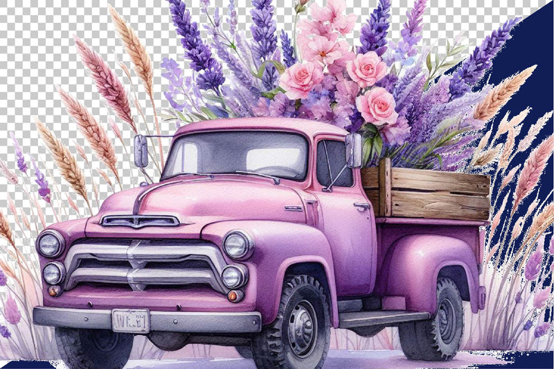 Vintage Floral Truck Clipart Bundle - CraftNest - Digital Crafting and Art