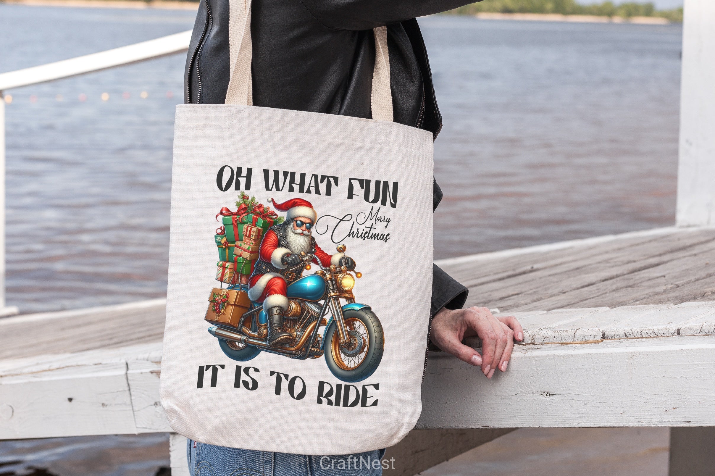 Christmas Biker Santa Clipart Bundle - CraftNest - Digital Crafting and Art