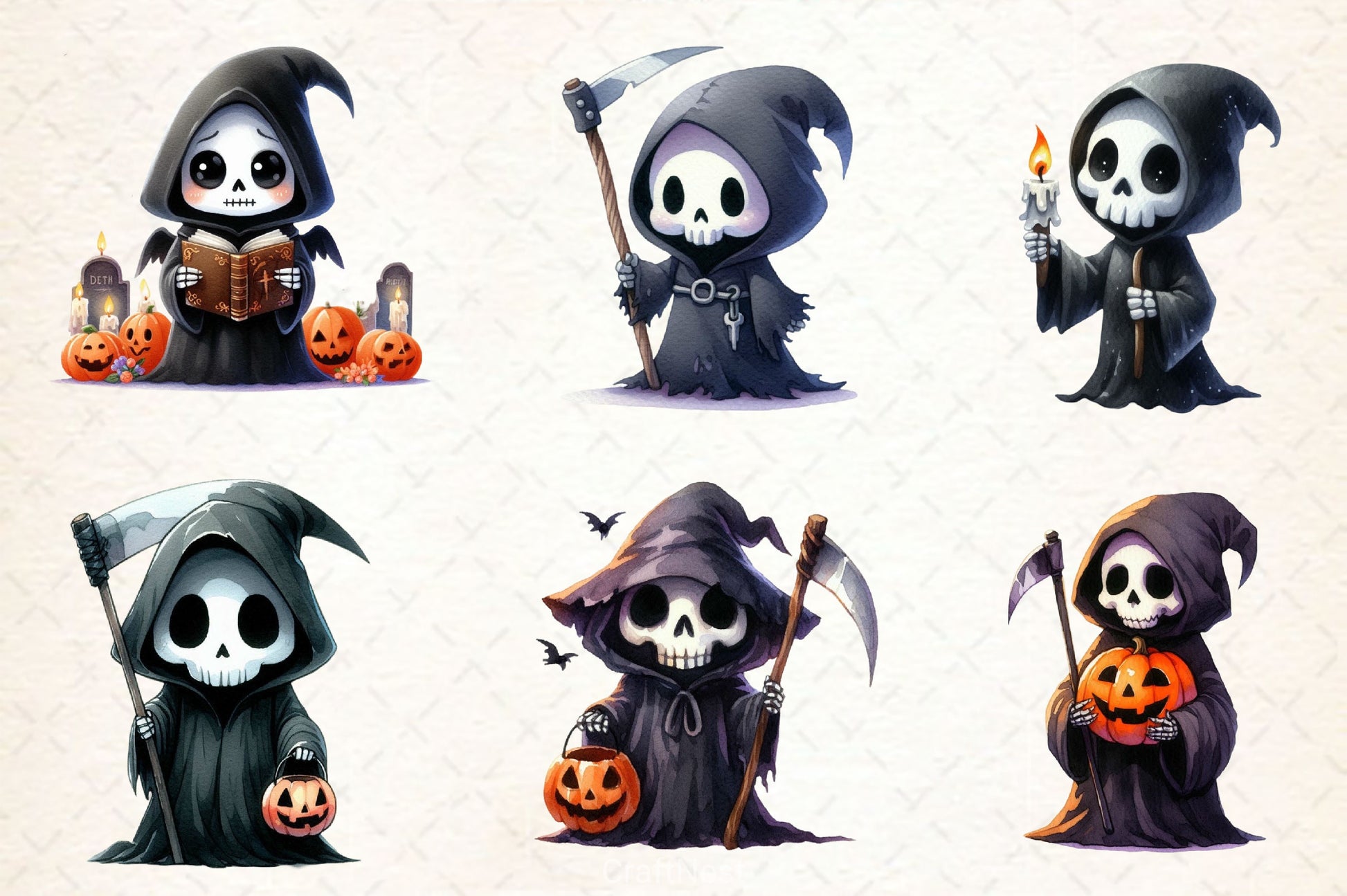Cute Grim Reaper Clipart Bundle 2 - CraftNest - Digital Crafting and Art