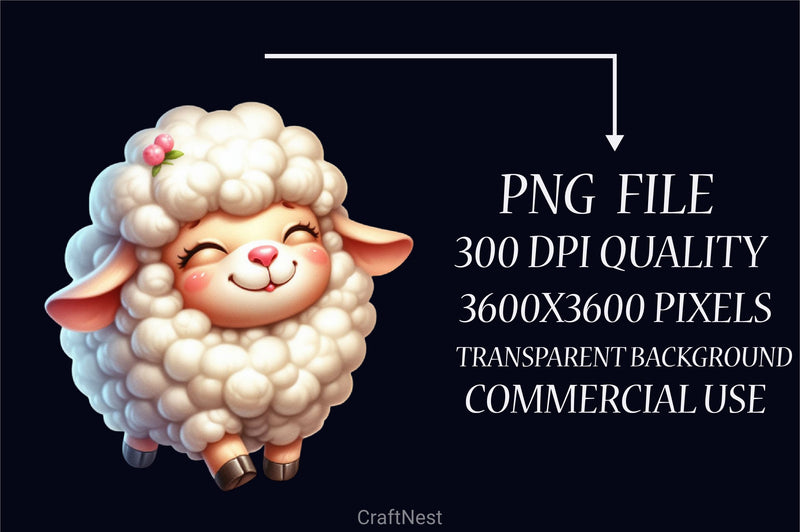Cute Baby Sheep Clipart Bundle - CraftNest - Digital Crafting and Art