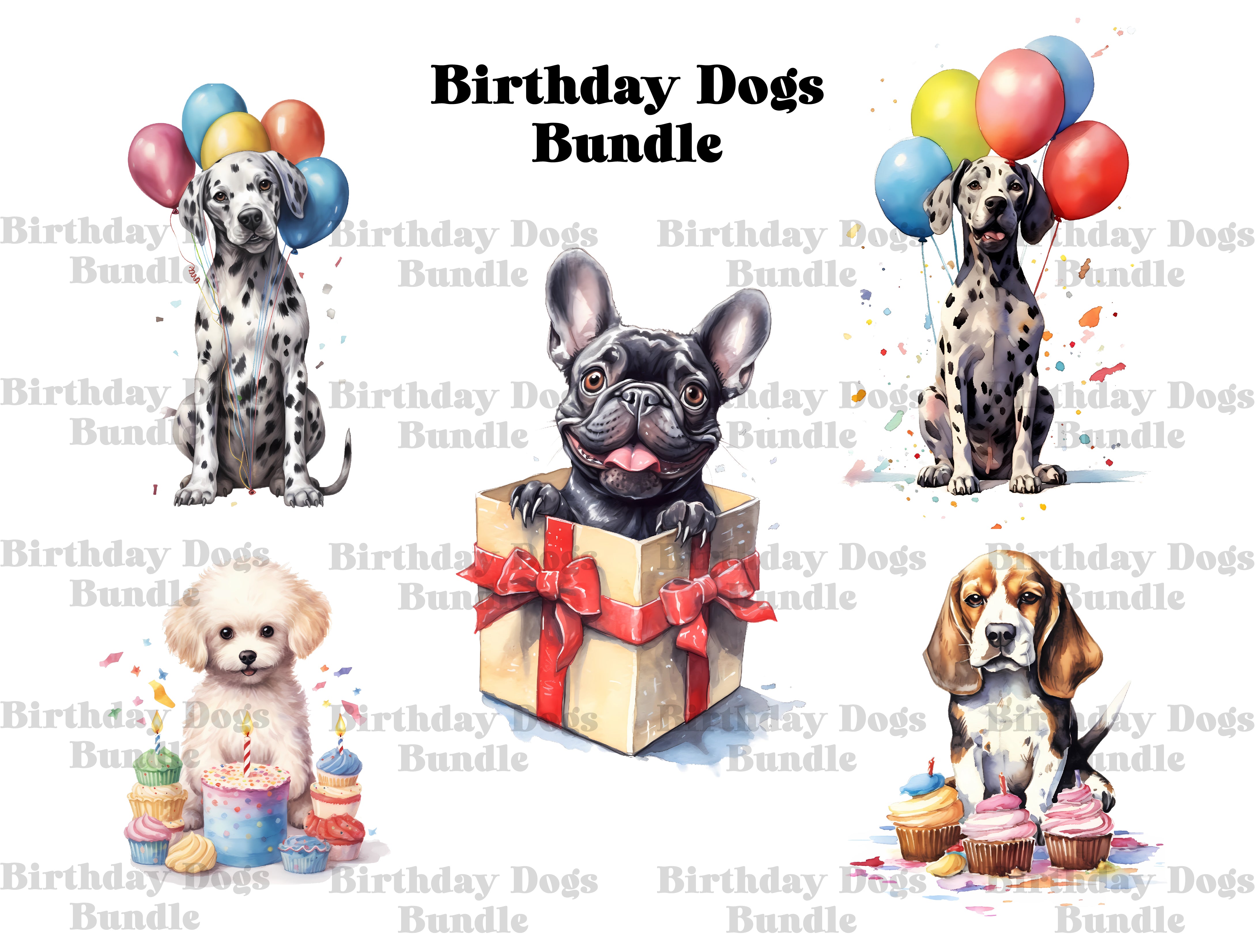 Birthday Dogs Clipart - CraftNest