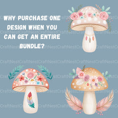 Boho Mushrooms Clipart Bundle - CraftNest - Digital Crafting and Art