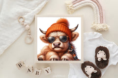 Baby Highland Cow Clipart Bundle 3 - CraftNest - Digital Crafting and Art