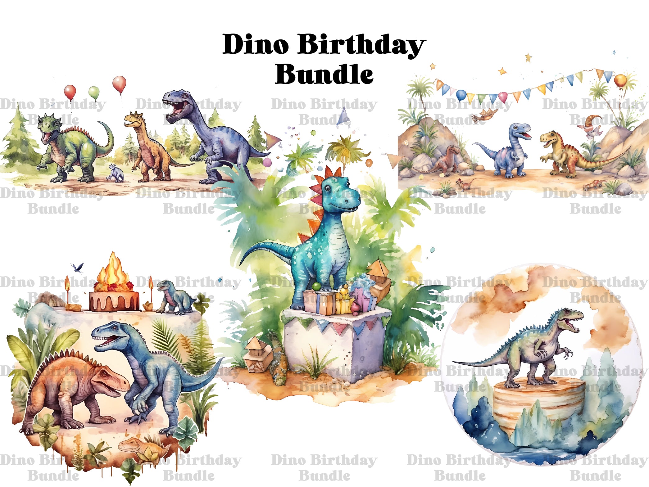 Dino Birthday Clipart - CraftNest