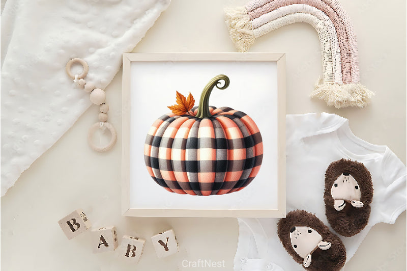 Checkered Pumpkin Clipart Bundle 2 - CraftNest - Digital Crafting and Art