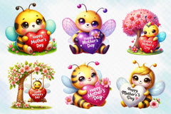 Mother's Day Cute Bee Clipart Bundle - CraftNest - Digital Crafting and Art