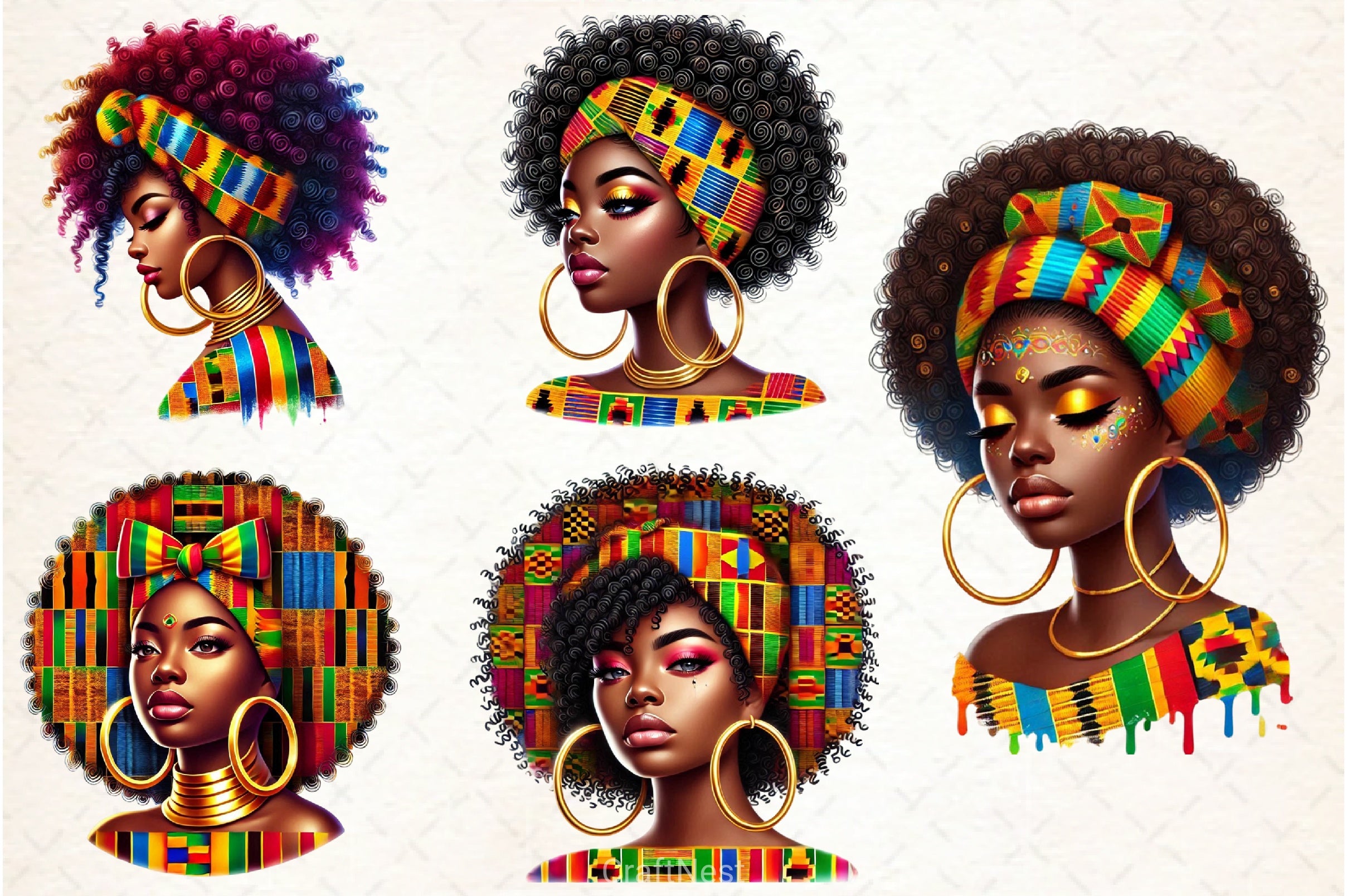 Afro Girl Clipart Bundle - CraftNest - Digital Crafting and Art