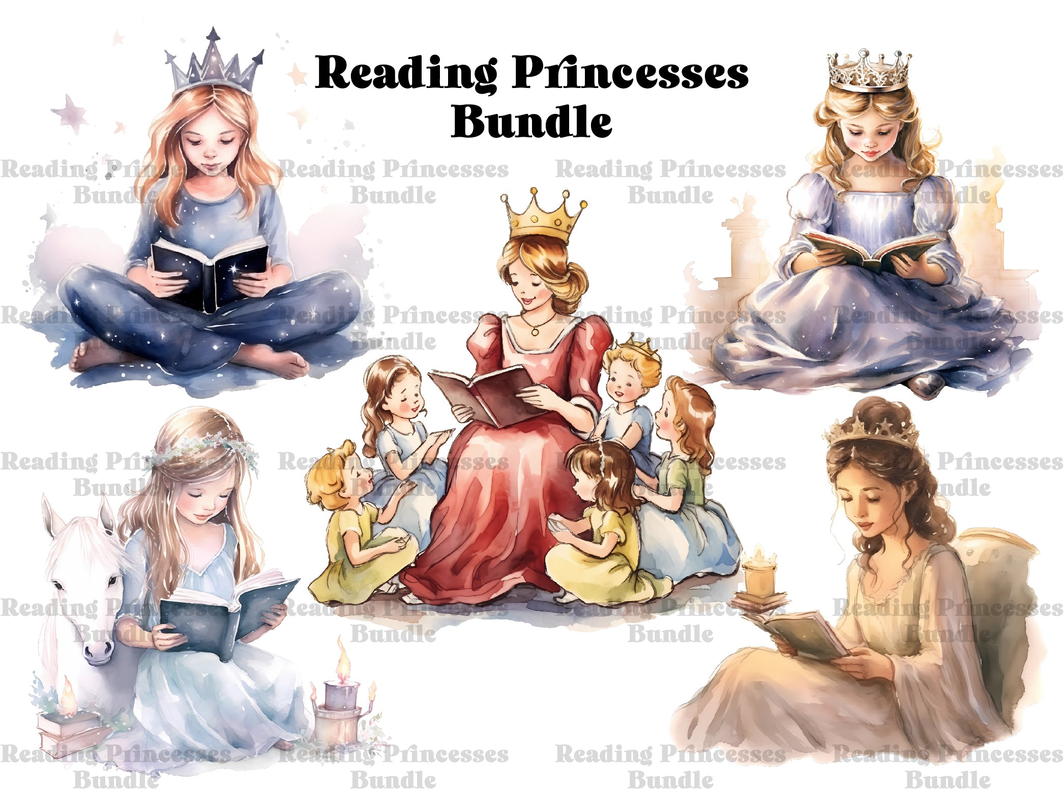 Reading Princesses Clipart - CraftNest