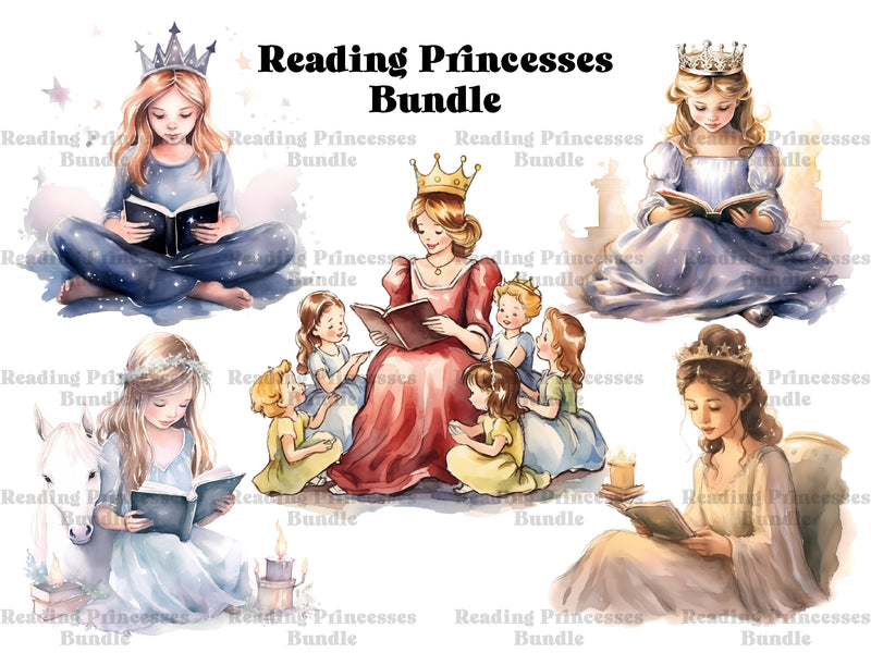 Reading Princesses Clipart - CraftNest