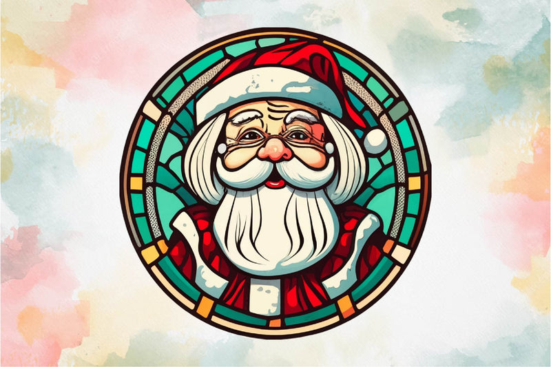 Round Santa Stained Glass Clipart Bundle - CraftNest - Digital Crafting and Art