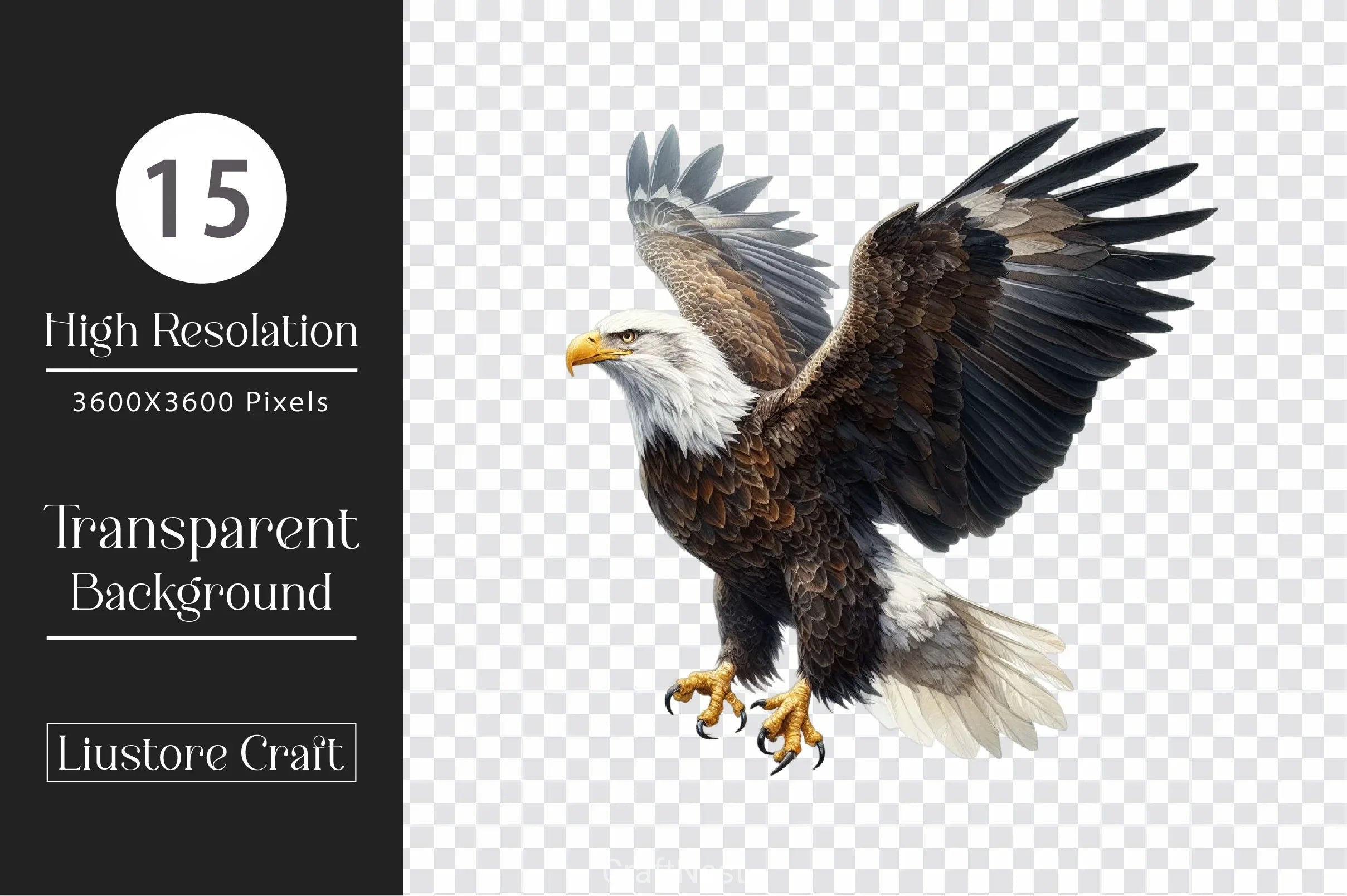 Patriotic Bald Eagle Clipart Bundle 6 - CraftNest - Digital Crafting and Art