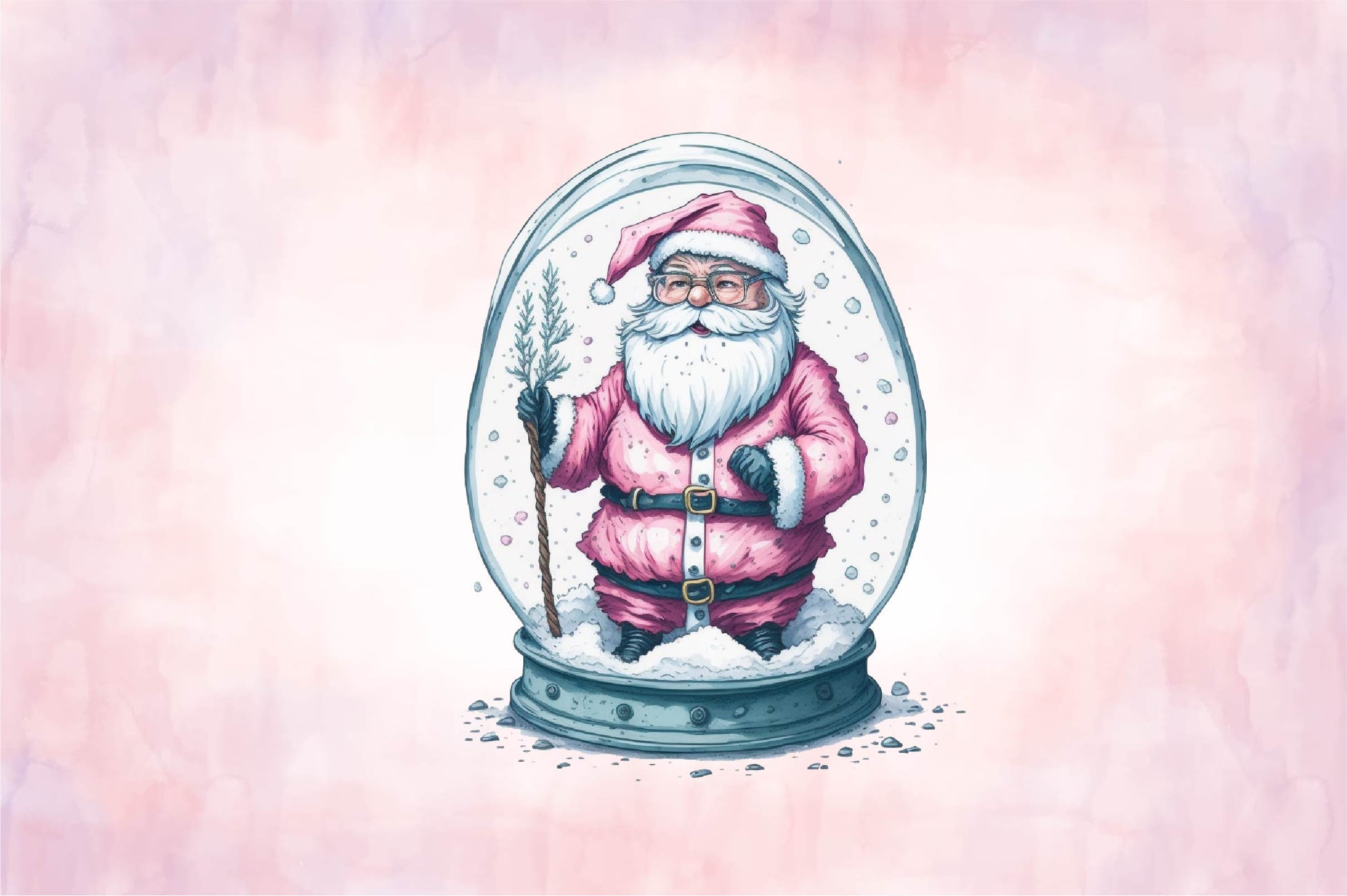 Pink Santa Claus In Snow Globe Clipart Bundle - CraftNest - Digital Crafting and Art