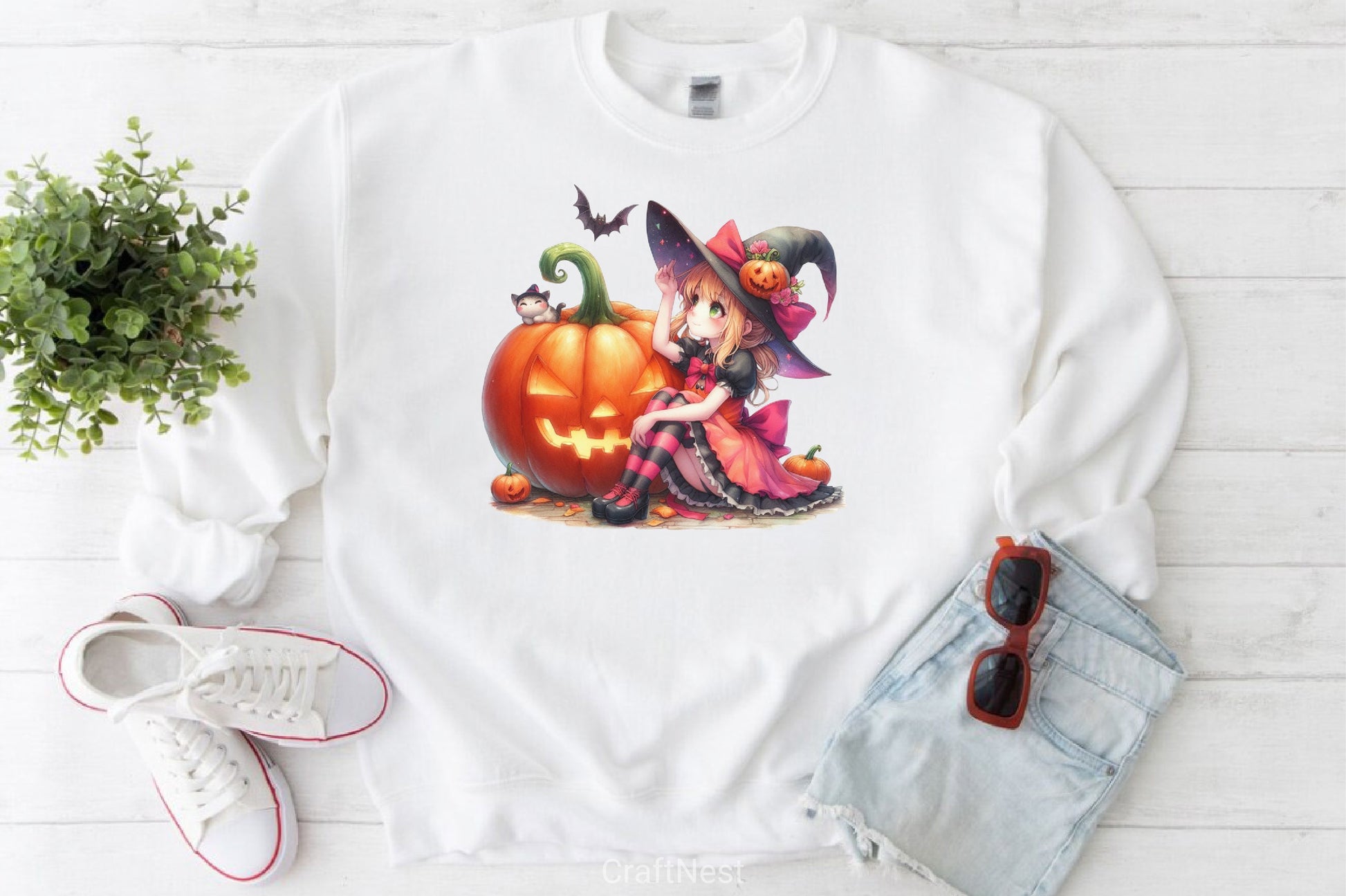 Cute Witch Pumpkin Clipart Bundle - CraftNest - Digital Crafting and Art