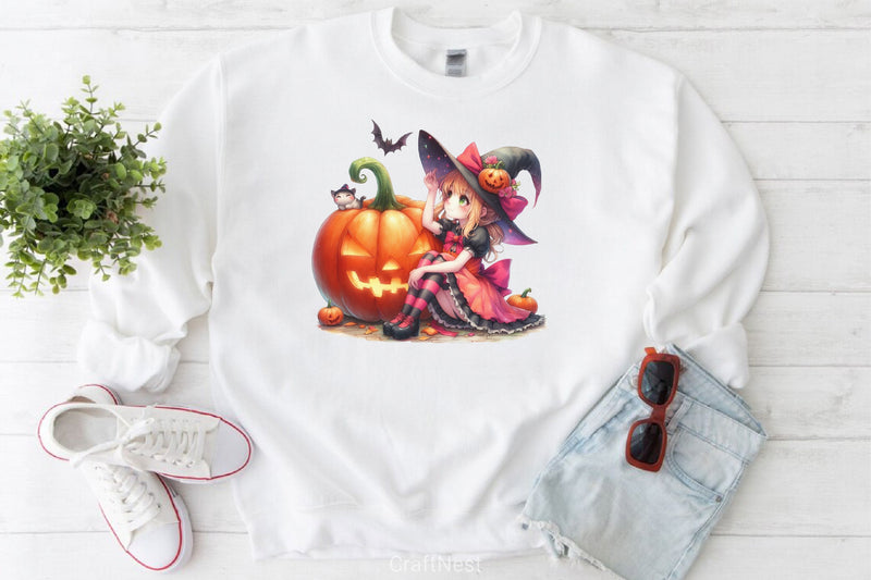 Cute Witch Pumpkin Clipart Bundle - CraftNest - Digital Crafting and Art