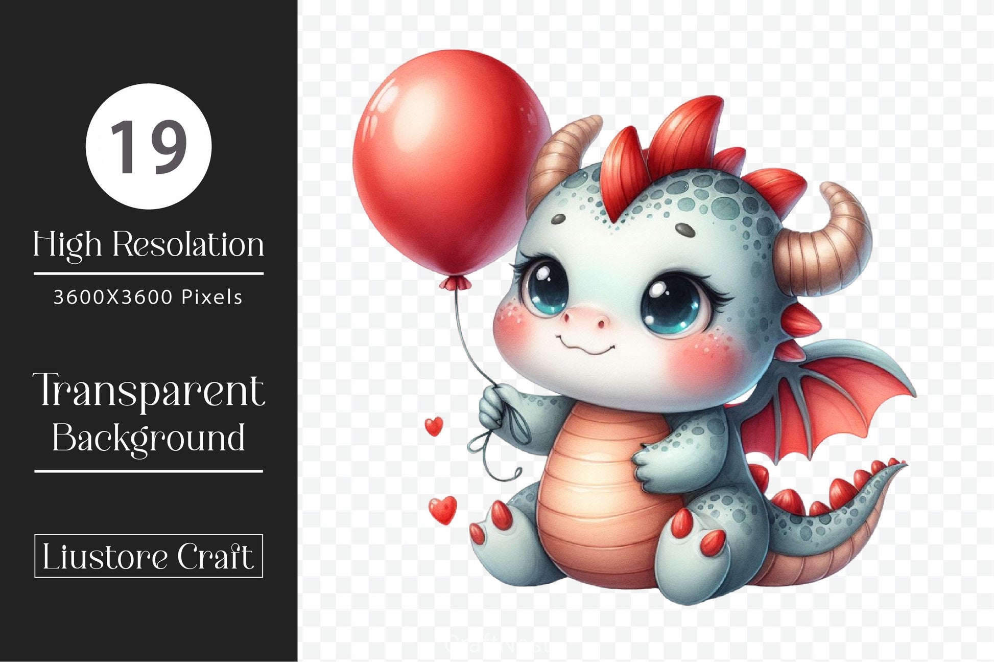 Cute Baby Dragon Valentine Clipart Bundle - CraftNest - Digital Crafting and Art