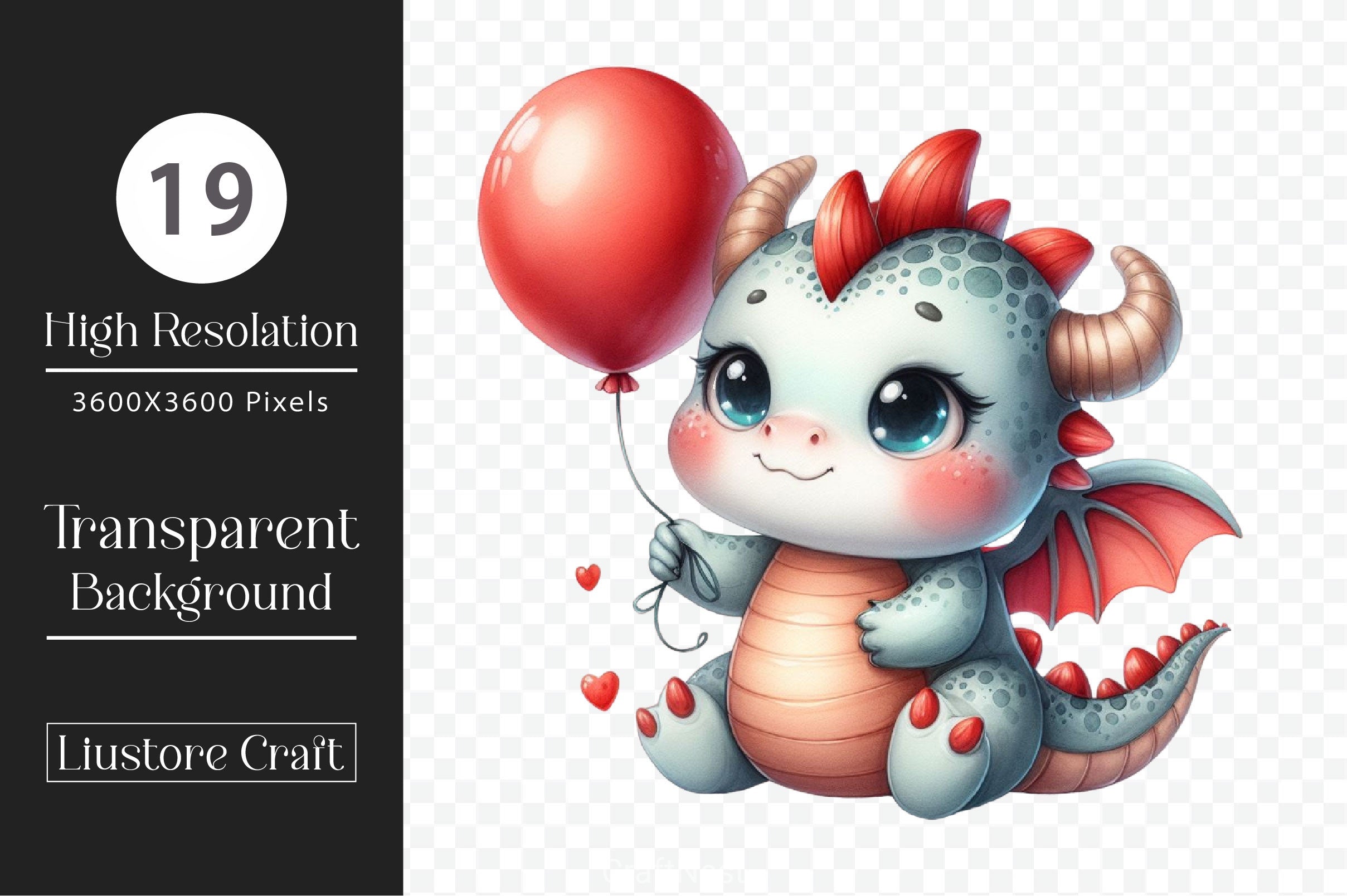 Cute Baby Dragon Valentine Clipart Bundle - CraftNest - Digital Crafting and Art
