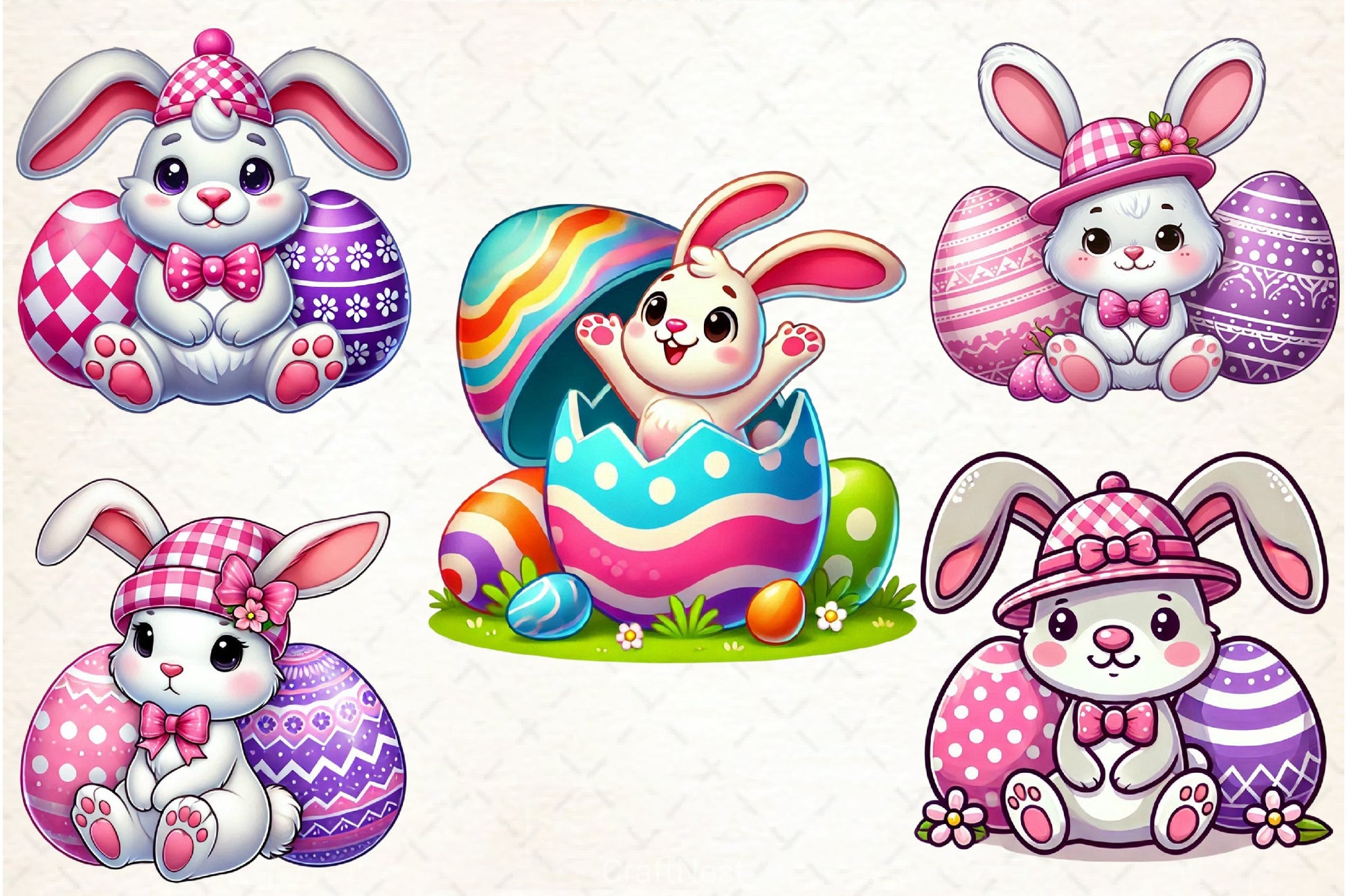 Cute Easter Bunny Clipart Bundle 36 - CraftNest - Digital Crafting and Art