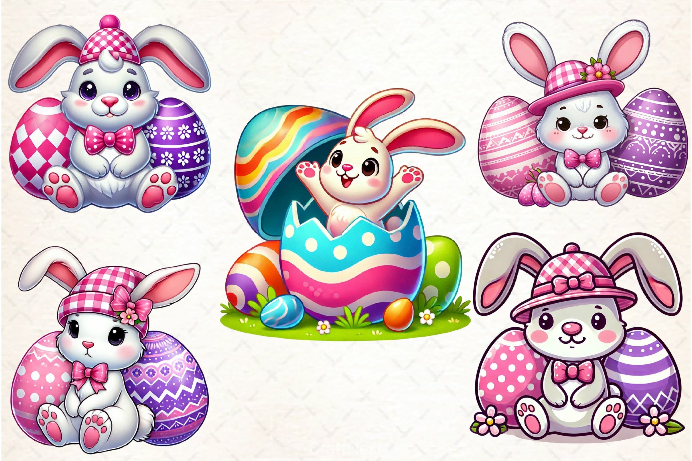 Cute Easter Bunny Clipart Bundle 36 - CraftNest - Digital Crafting and Art