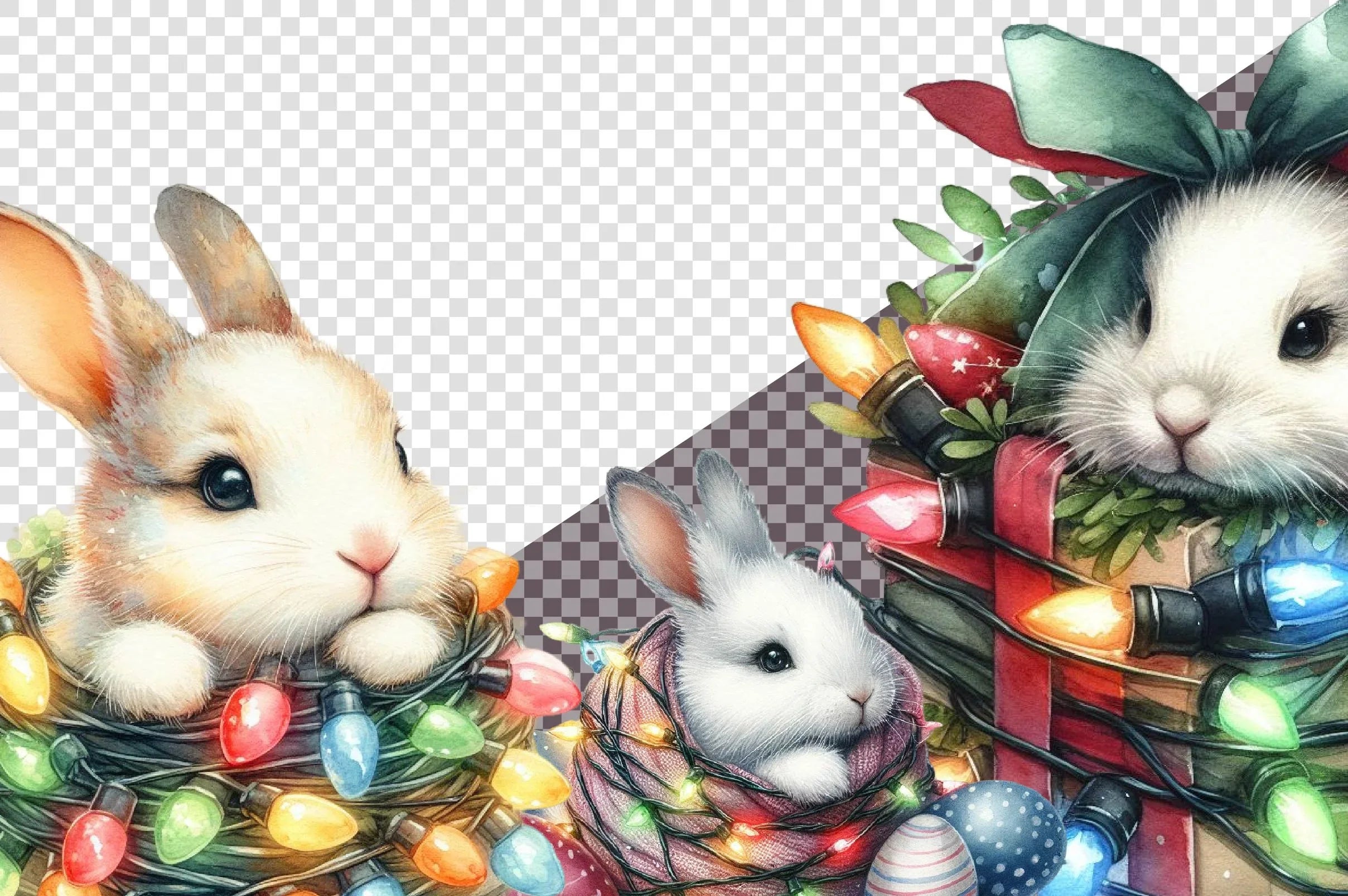 Christmas Rabbit Clipart Bundle - CraftNest - Digital Crafting and Art