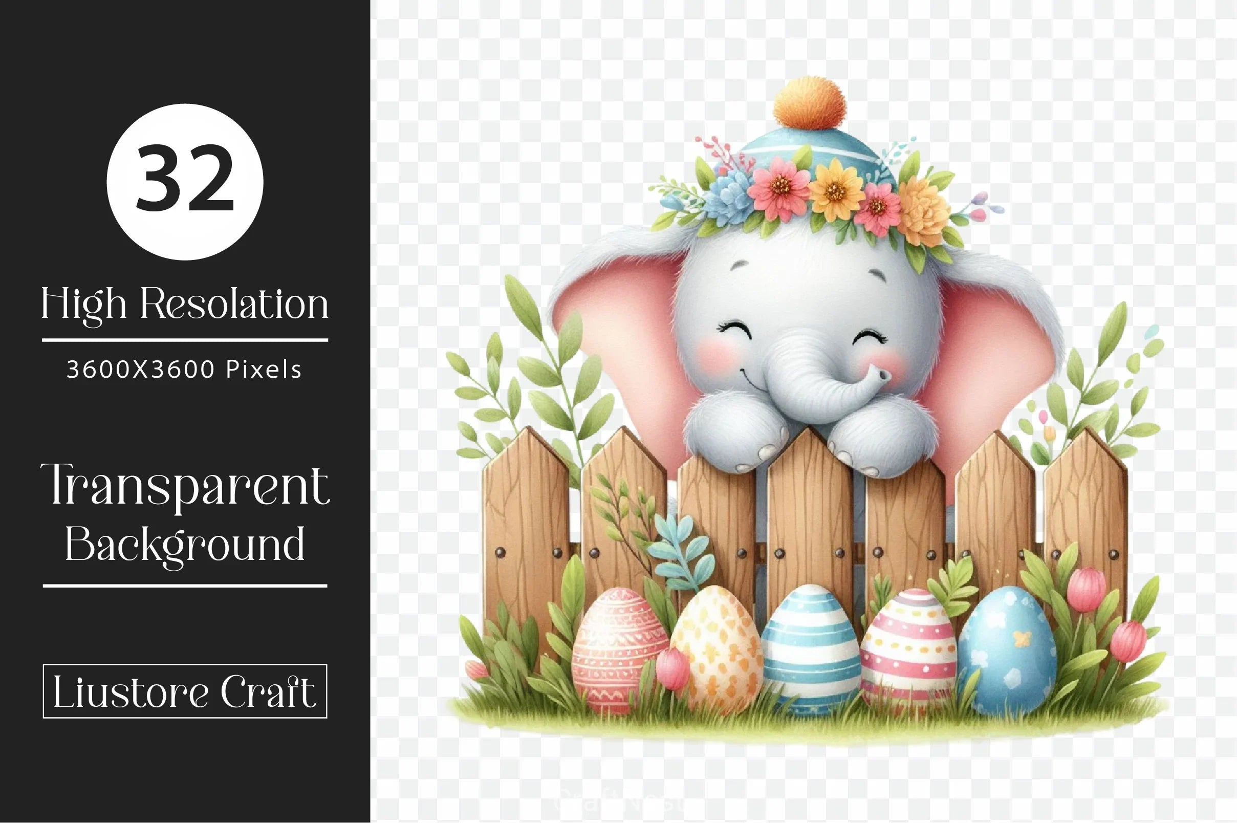 Easter Animal With Wooden Fence Clipart Bundle - CraftNest - Digital Crafting and Art