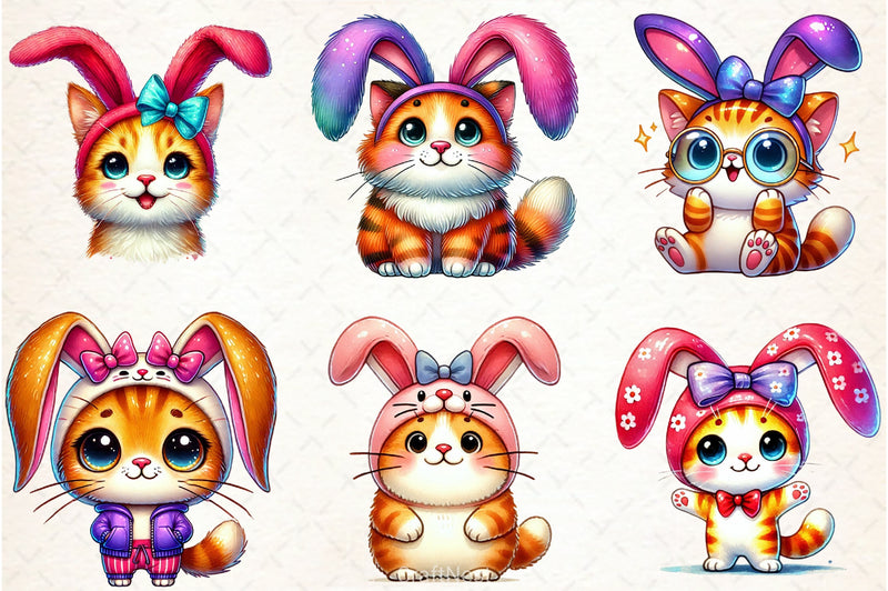 Cute Easter Cat Clipart Bundle - CraftNest - Digital Crafting and Art