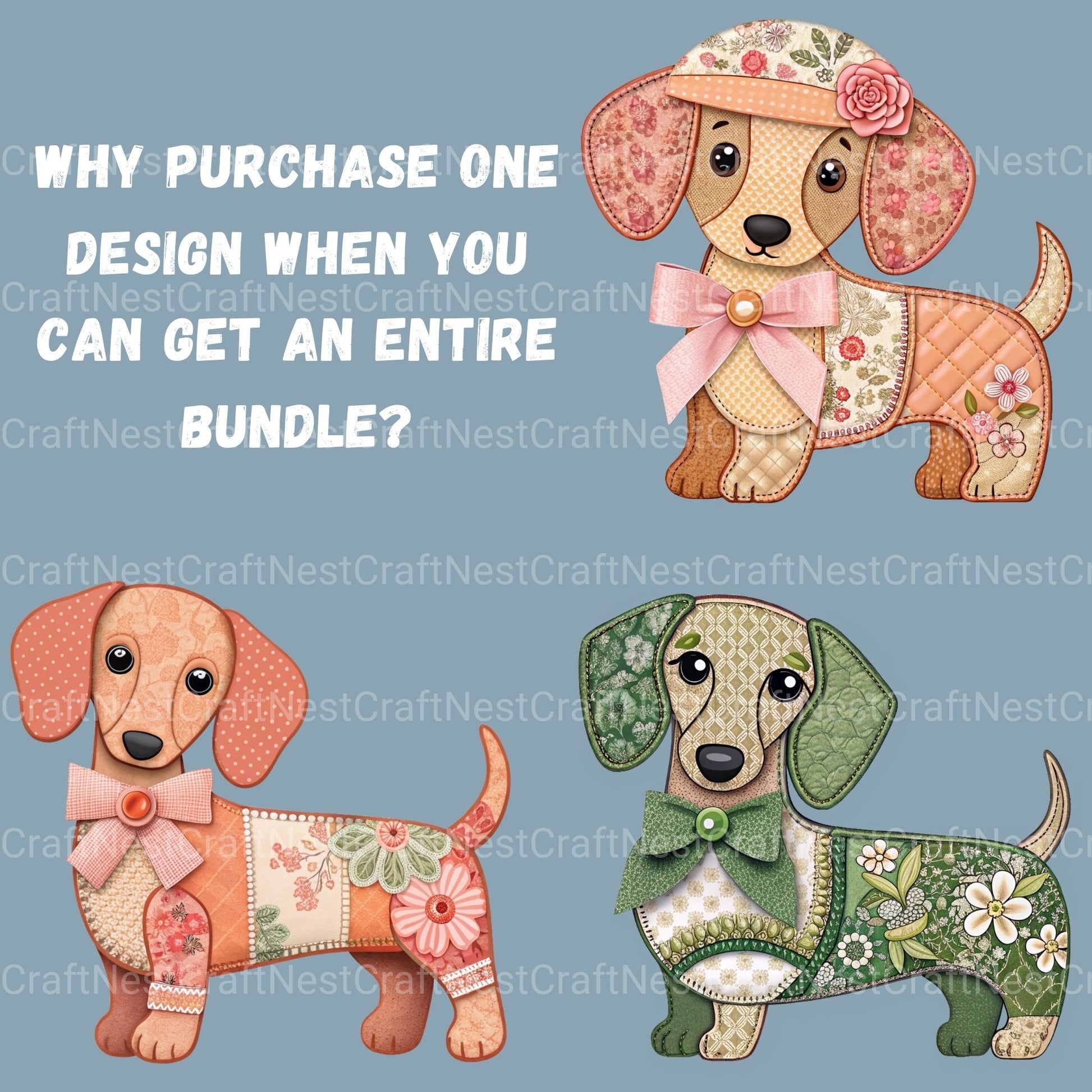 Patchwork Dachshunds Clipart Bundle - CraftNest - Digital Crafting and Art