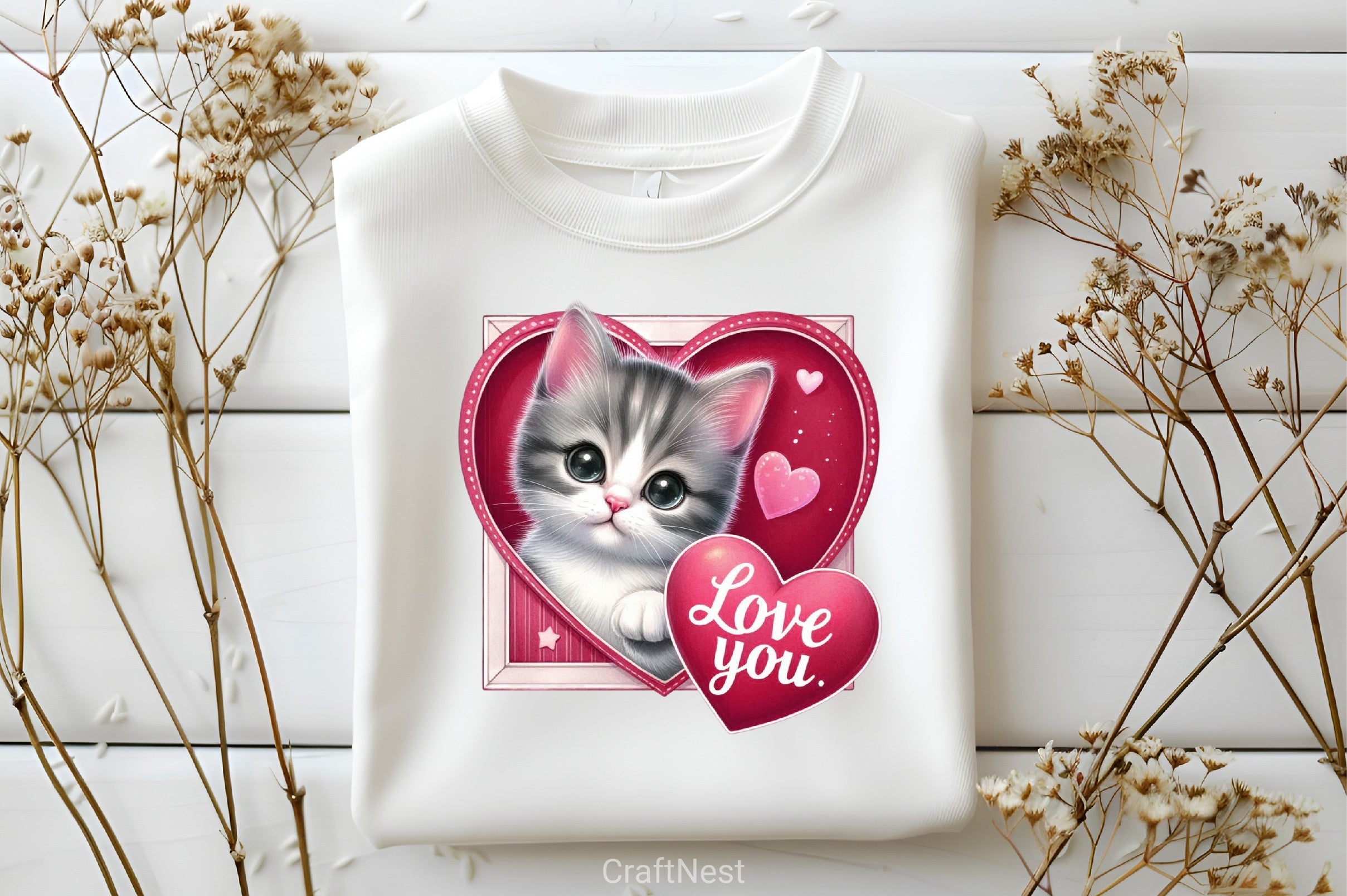 Love You Cat Valentine's Day Clipart Bundle 3 - CraftNest - Digital Crafting and Art