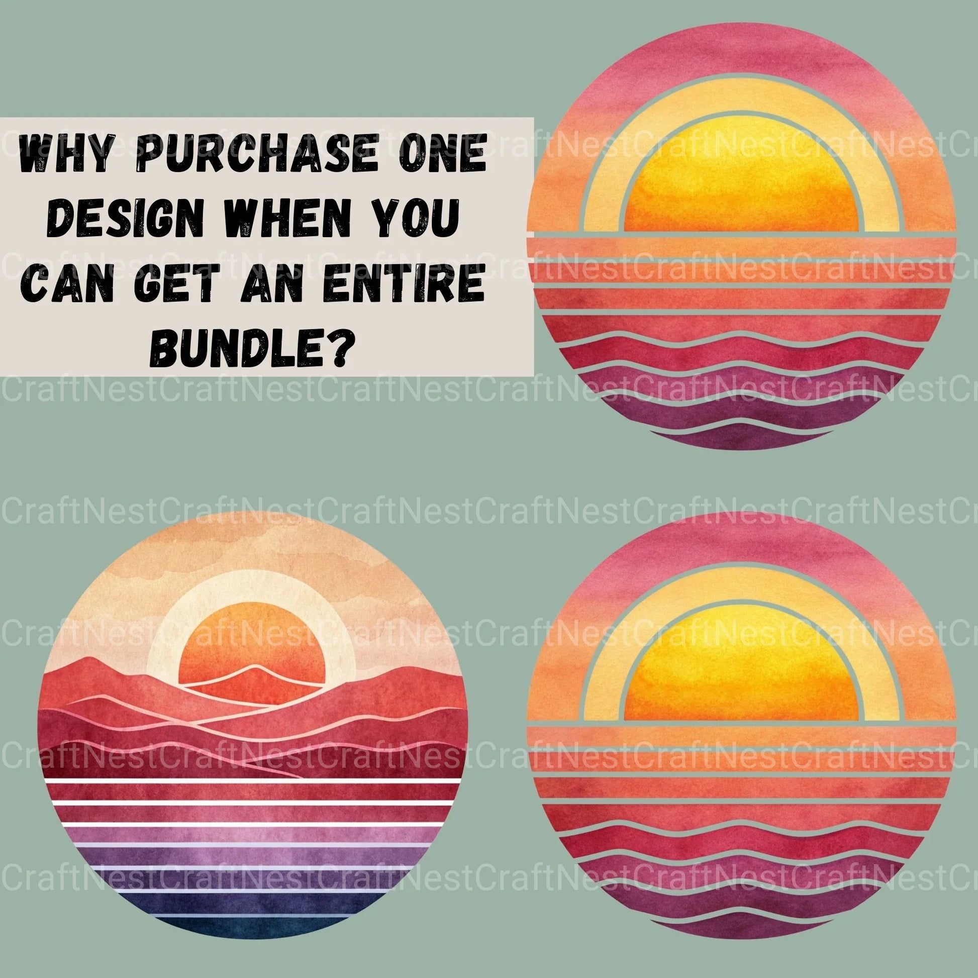 Retro Sunsets Circle Clipart Bundle - CraftNest - Digital Crafting and Art