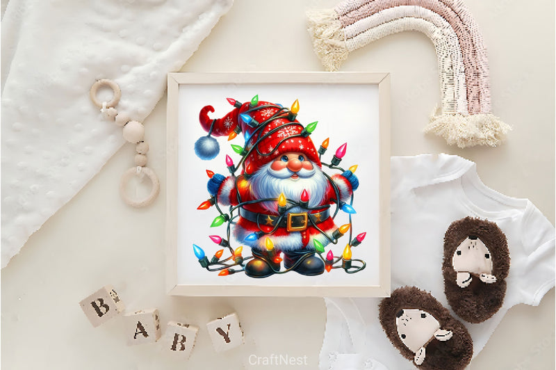 Gnome With Christmas Lights Clipart Bundle - CraftNest - Digital Crafting and Art