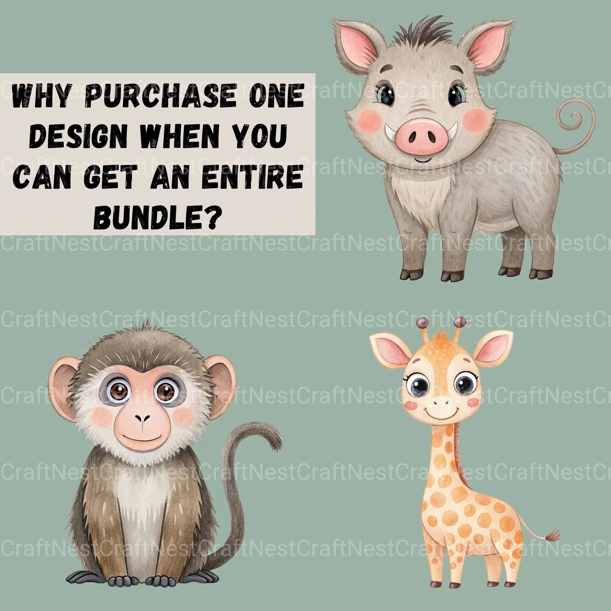 Safari Animals Clipart Bundle 4 - CraftNest - Digital Crafting and Art
