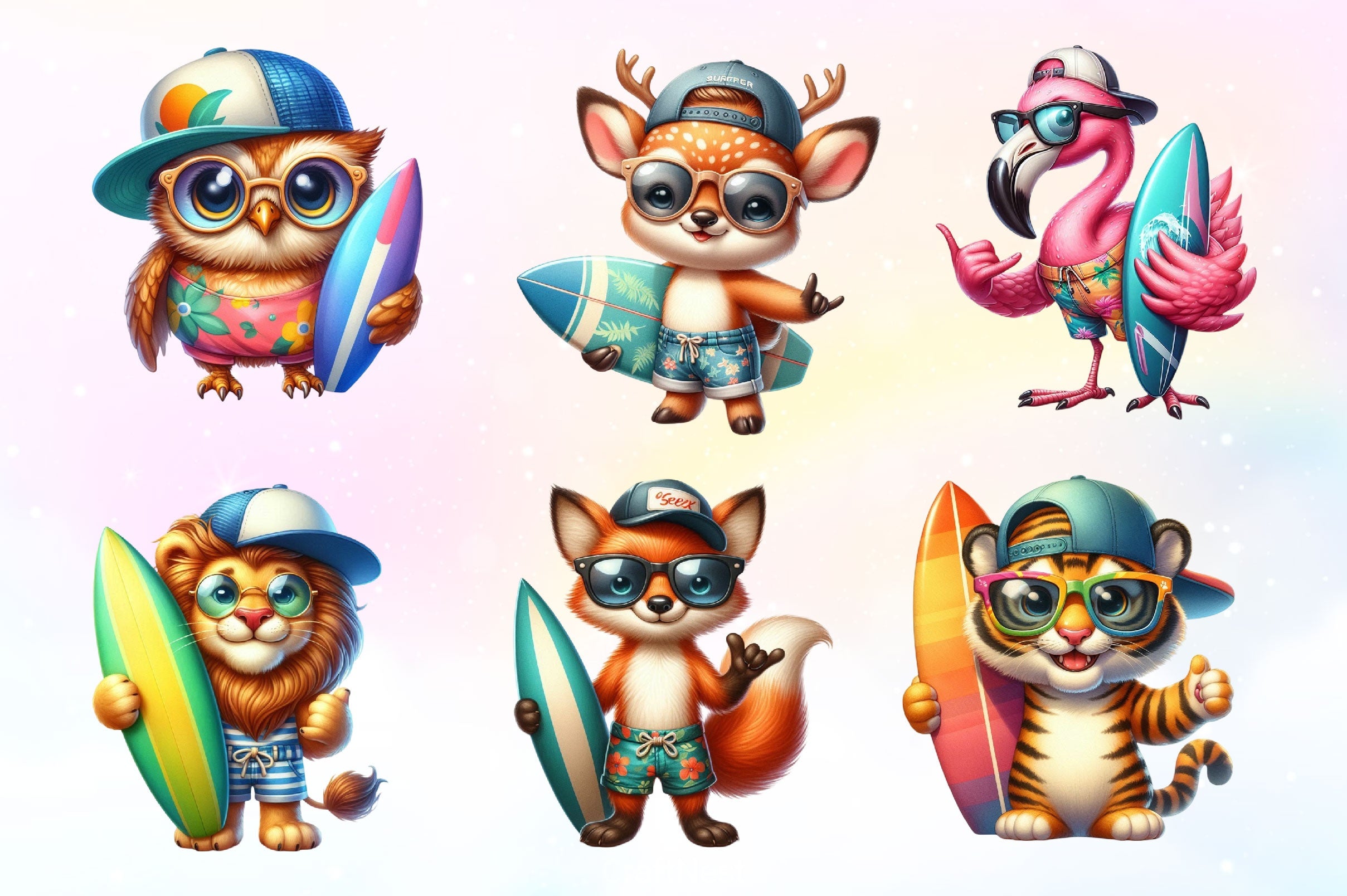 Surfing Animals Clipart Bundle - CraftNest - Digital Crafting and Art