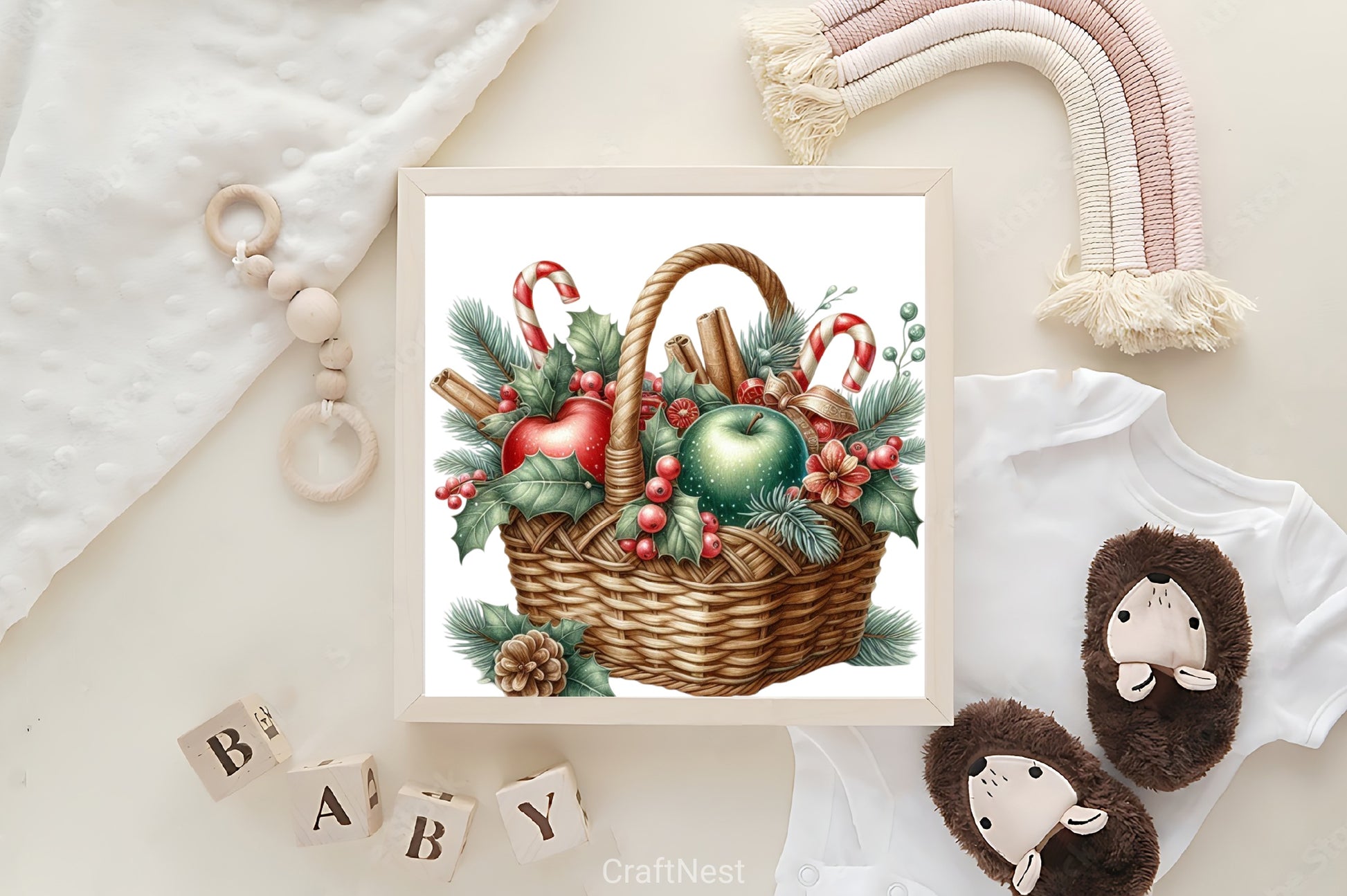 Christmas Apple Basket Clipart Bundle - CraftNest - Digital Crafting and Art