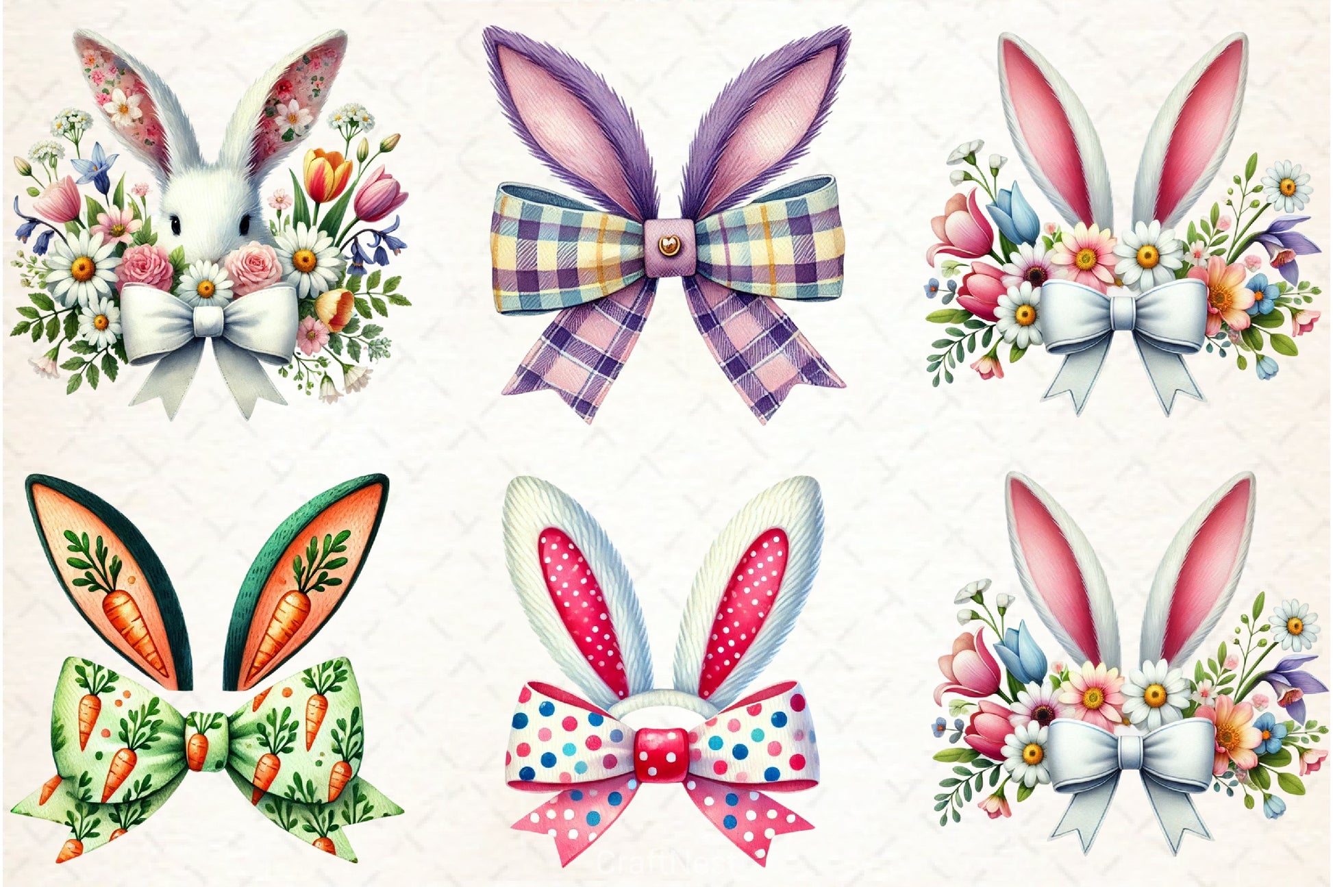 Easter Bunny Ear Bow Clipart Bundle - CraftNest - Digital Crafting and Art