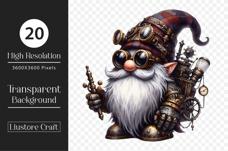 Steampunk Gnome Clipart Bundle - CraftNest - Digital Crafting and Art
