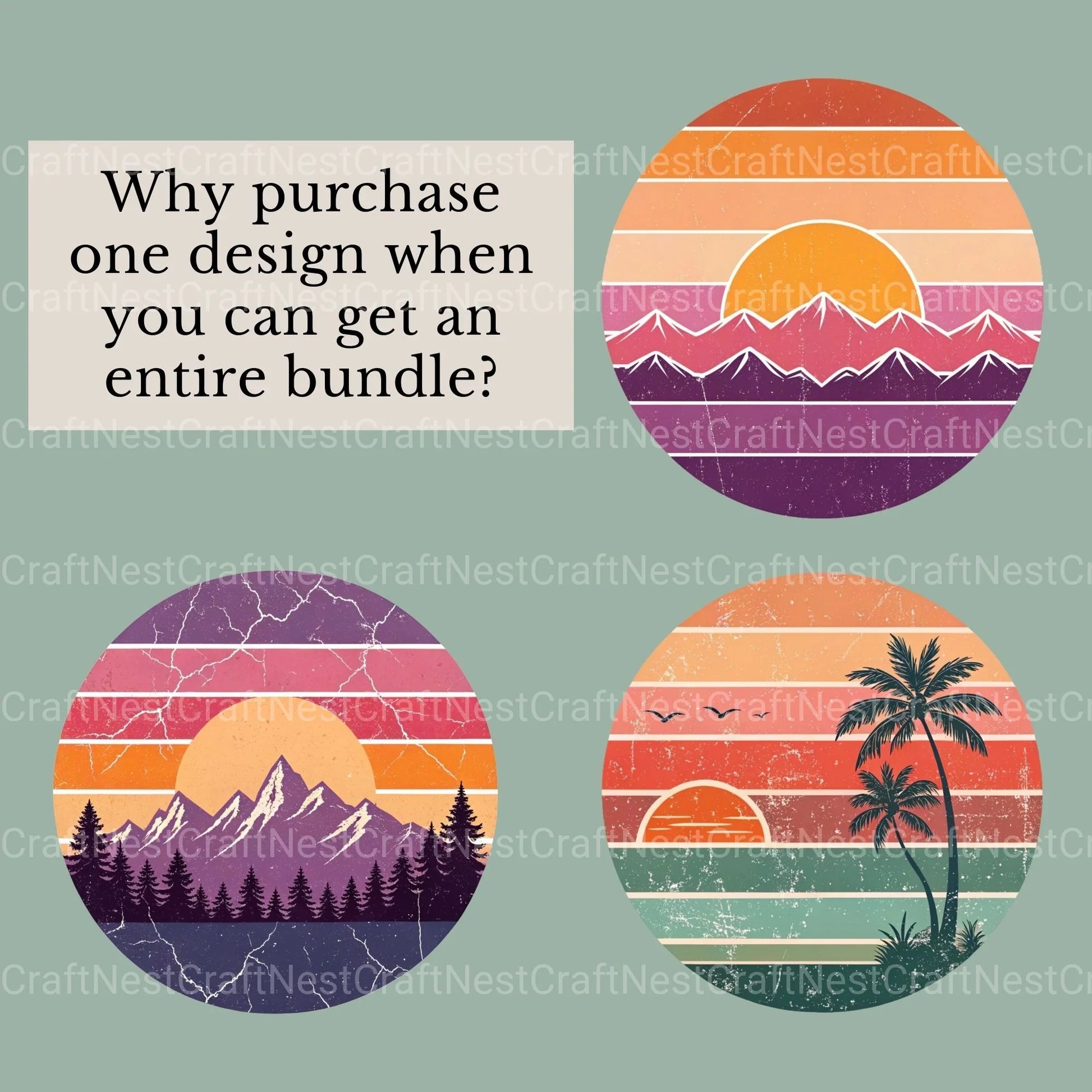 Retro Sunsets 2 Clipart Bundle - CraftNest - Digital Crafting and Art