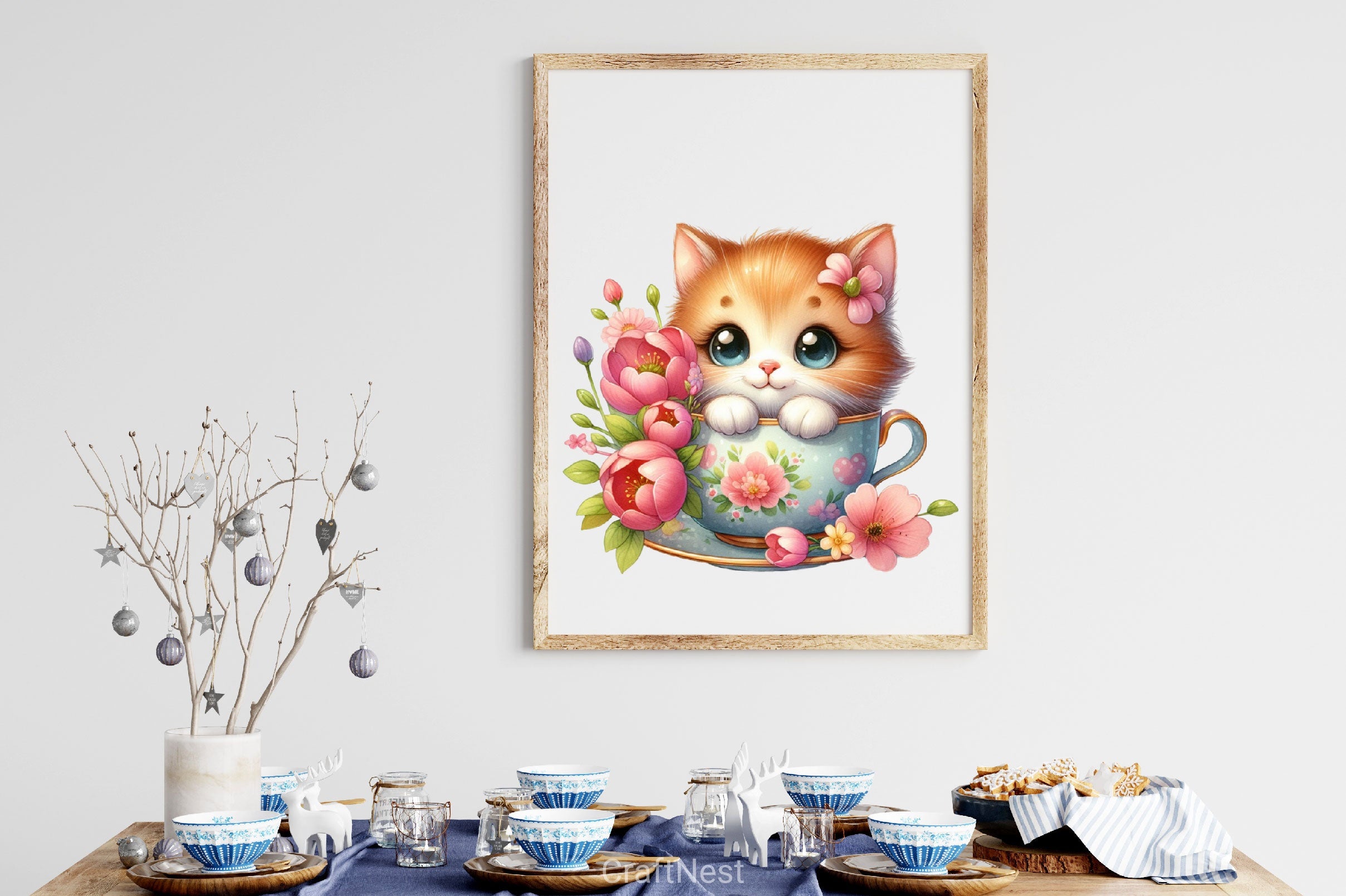 Floral Kitten Cup Clipart Bundle - CraftNest - Digital Crafting and Art