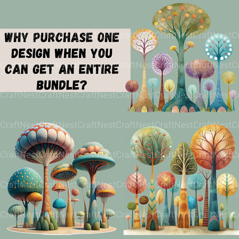 Quirky Trees Clipart Bundle - CraftNest - Digital Crafting and Art