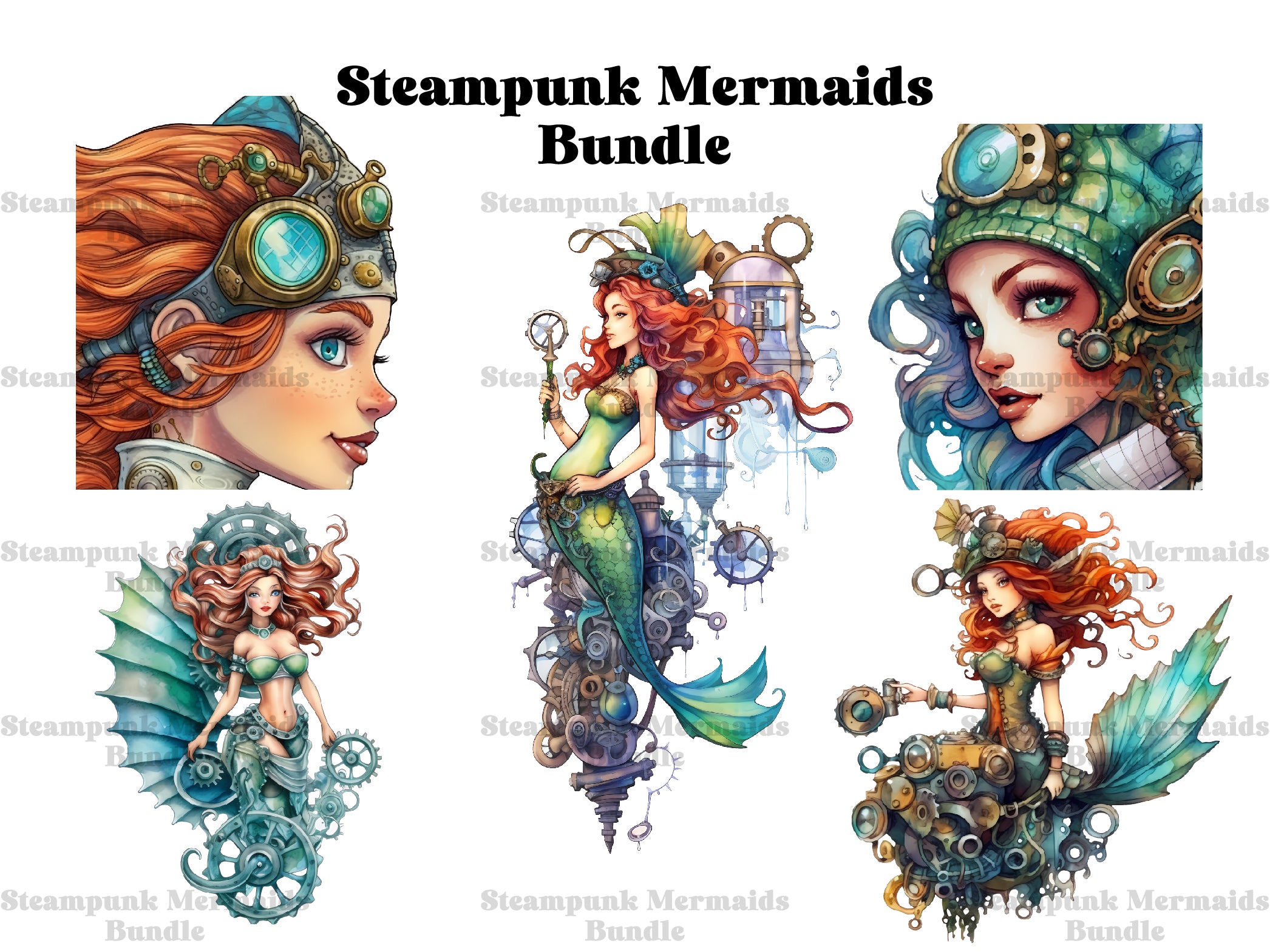 Steampunk Mermaids Clipart - CraftNest