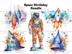 Space Themed Birthday Clipart - CraftNest