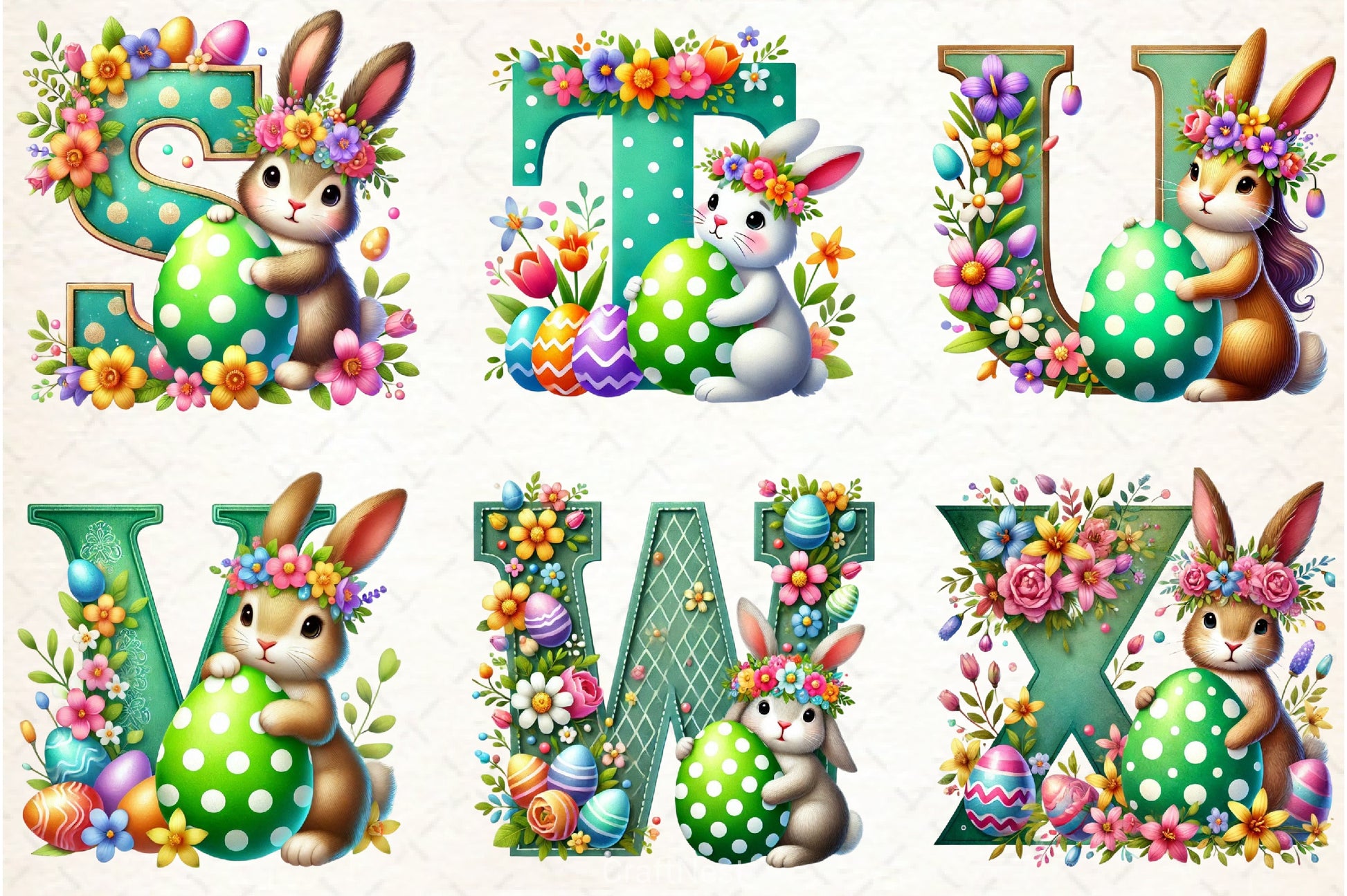 Easter Bunny Alphabet Clipart Bundle 3 - CraftNest - Digital Crafting and Art